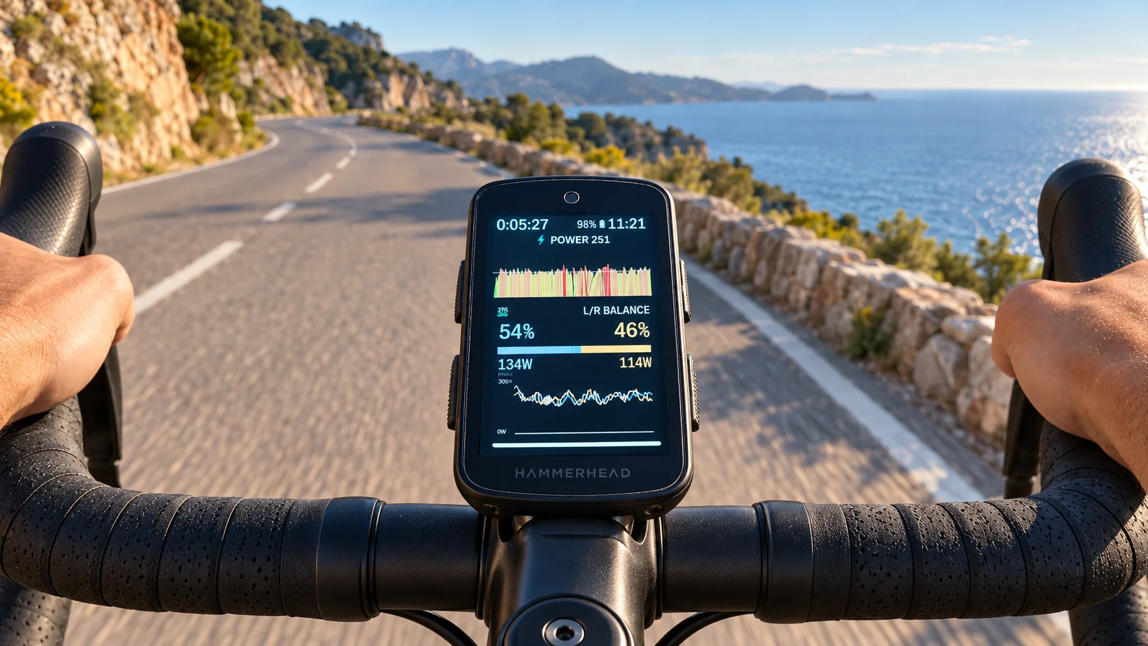 VinHkE L/R Balance on a coastal ride showing left/right balance and 90-second chart