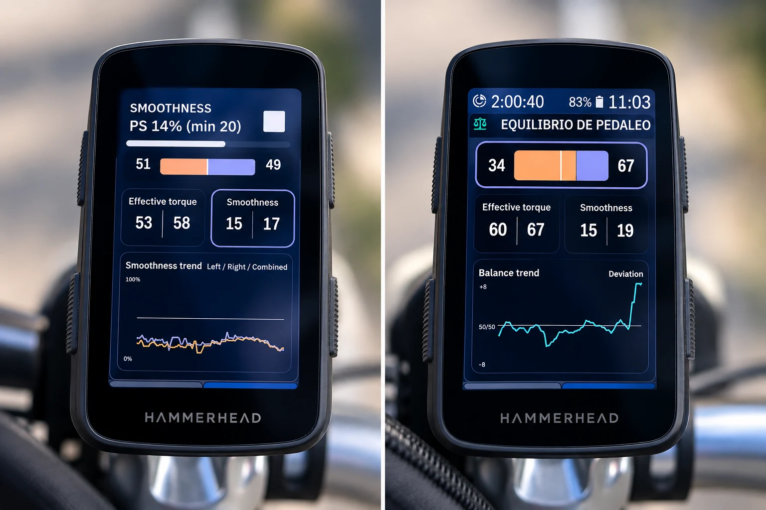 Pedaling Dynamics de VinHkE con balance, Torque Effectiveness y Pedal Smoothness