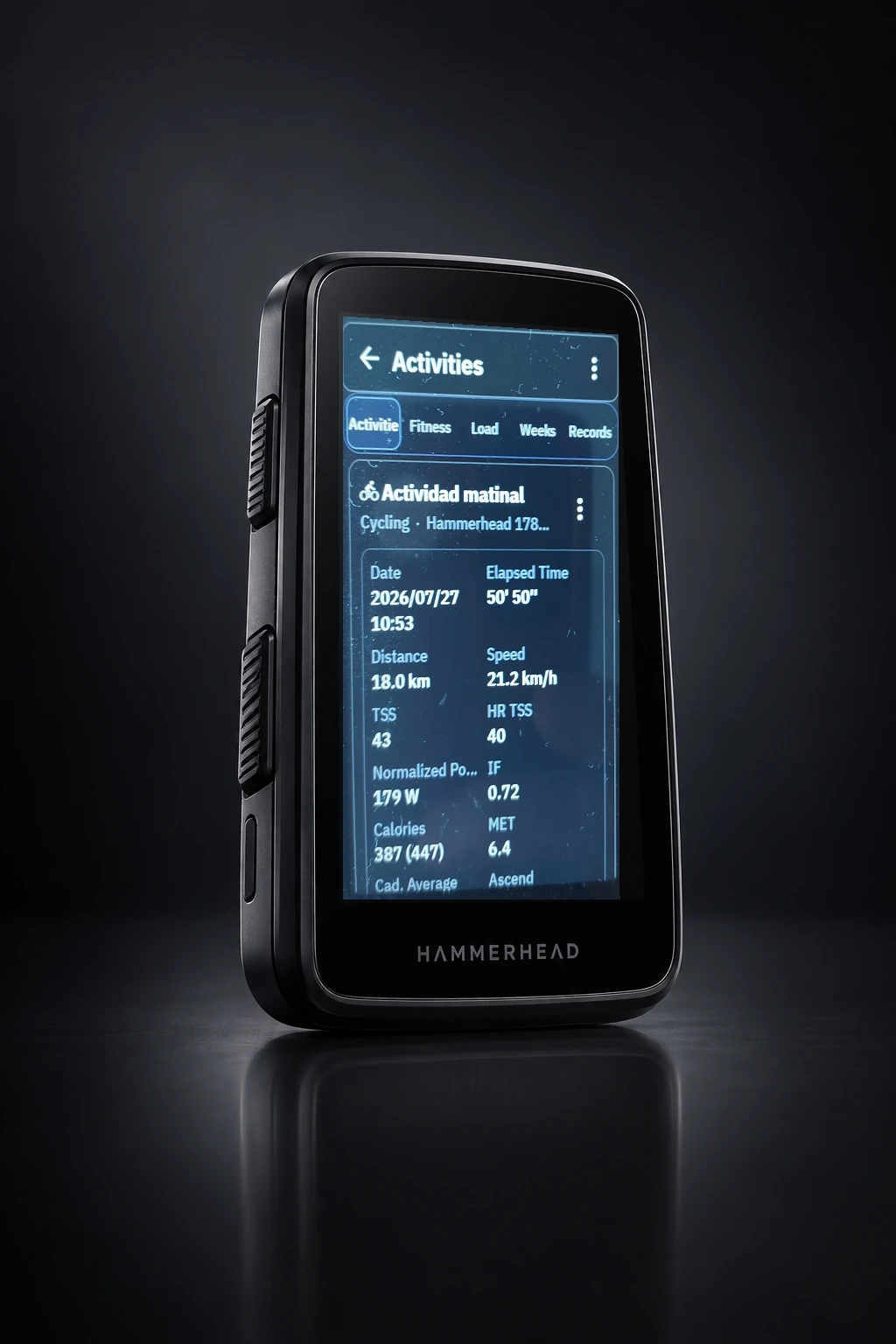 VinApp activity summary after training with Karoo