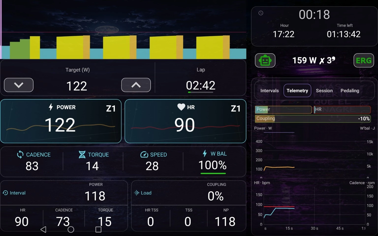 VinApp workout player on a large screen